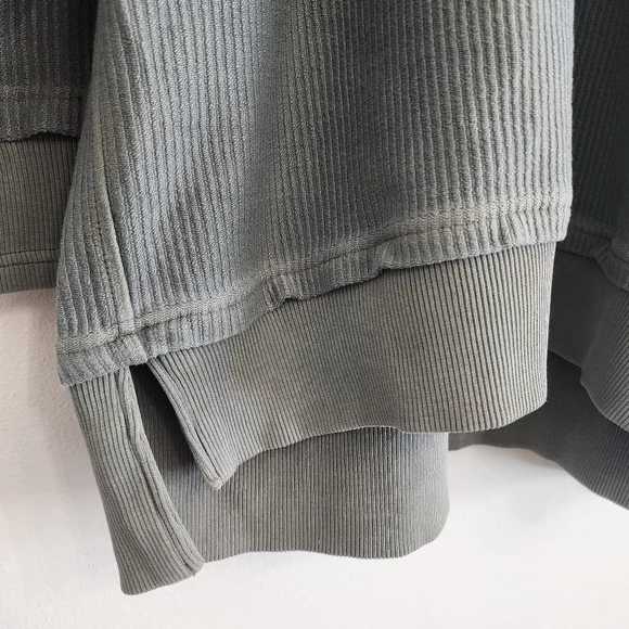 Aerie Oh Snap! Ribbed Henley Hoodie XXL Green Mineral Wash Oversized - Picture 5 of 11